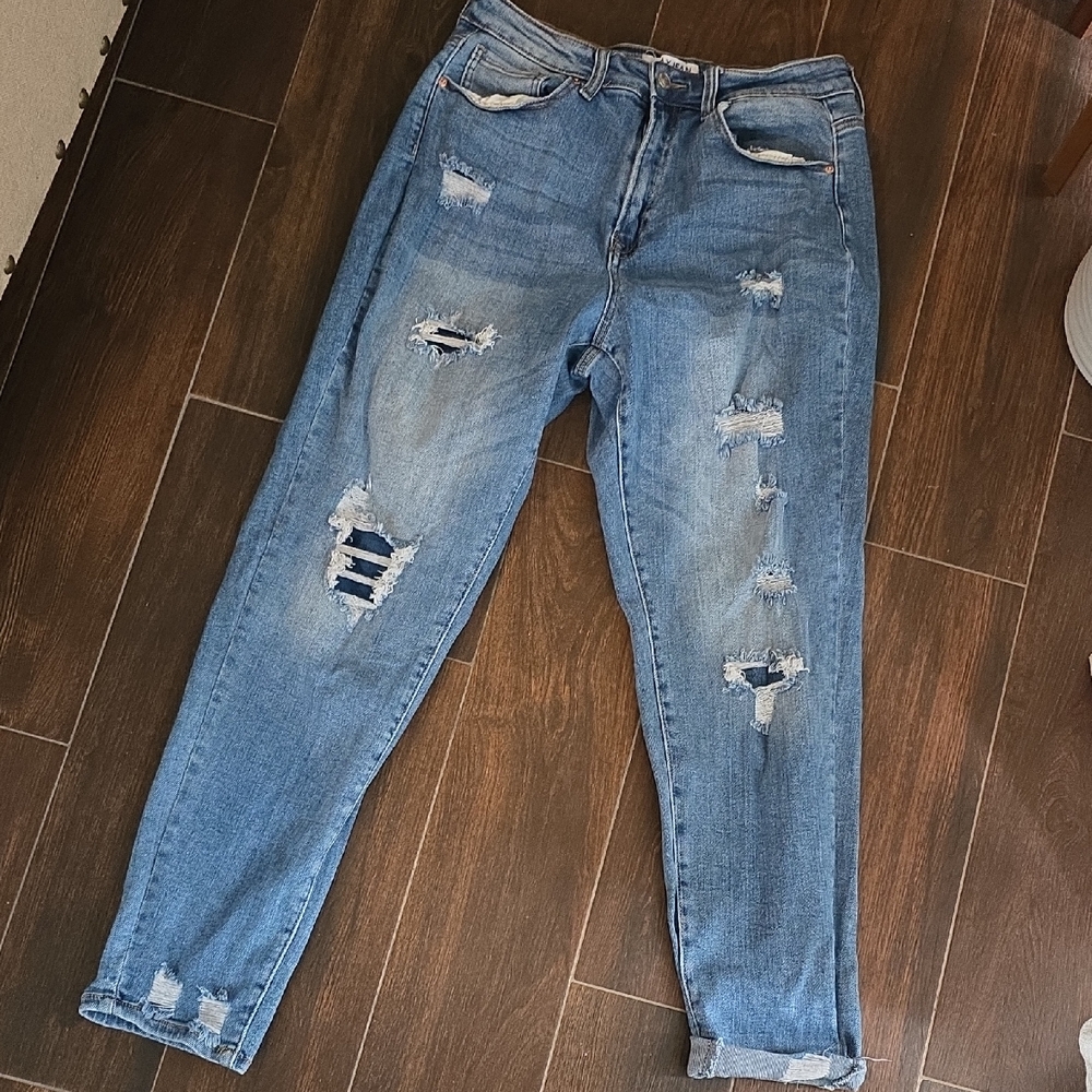 Wax Jean Distressed Blue Women's Streachy Jeans